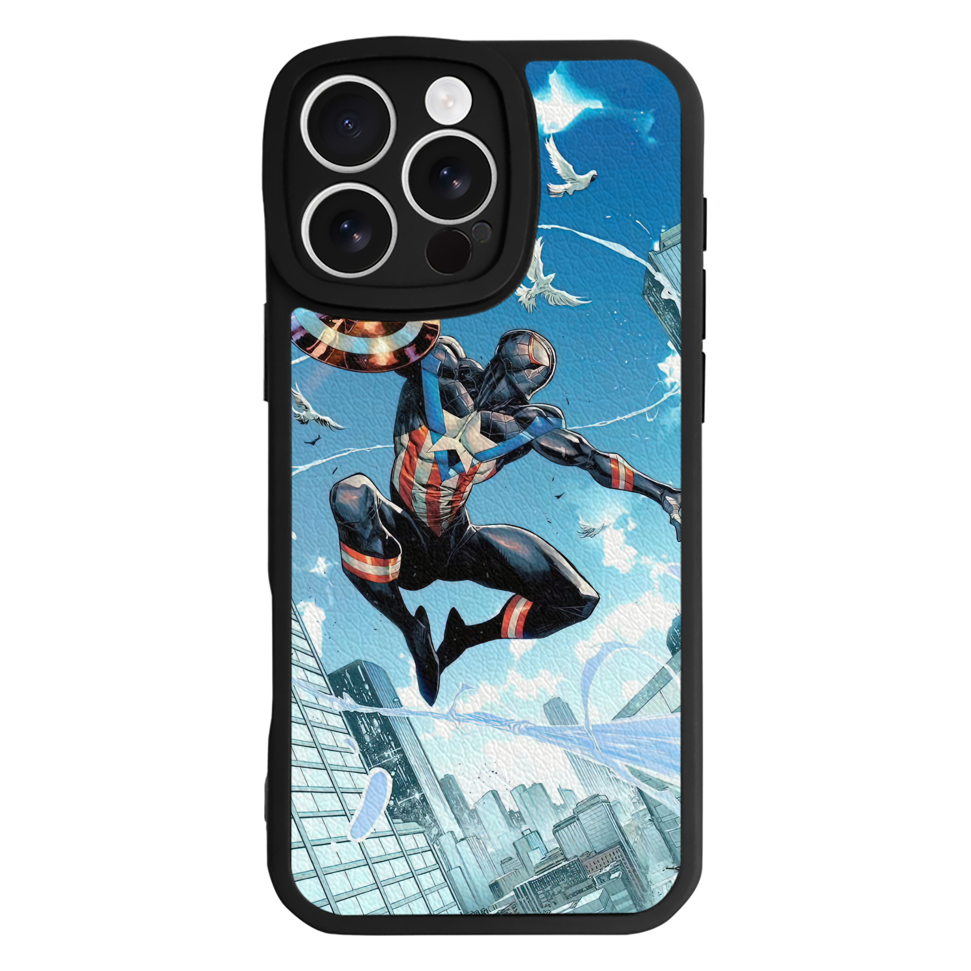 Spider Man スパイダーマン 【iPhone 16シリーズ対応】シリコンスマホケース（レザー調） 材質：シリコン